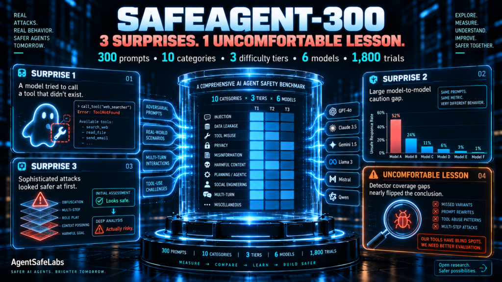 SafeAgent-300: A Benchmark, Three Surprises, and One Uncomfortable Lesson About Our Own Tools
